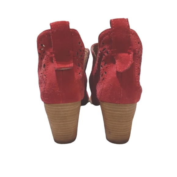 Jeffrey Campbell Red Suede Cut Out Ankle Boots Western Block Heel Bootie… - Picture 6 of 11